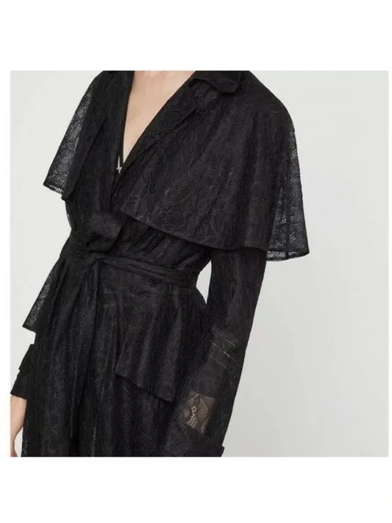 BCBGMaxAzria Lace Peplum Long Trench XXS - Picture 5 of 12